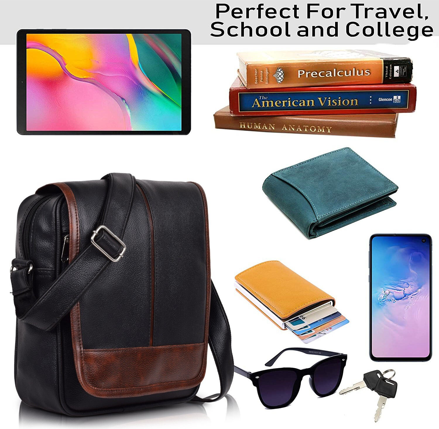 Image of SPOTIC Black Sling Bag Casual Trendy Travel Slingbag For Men