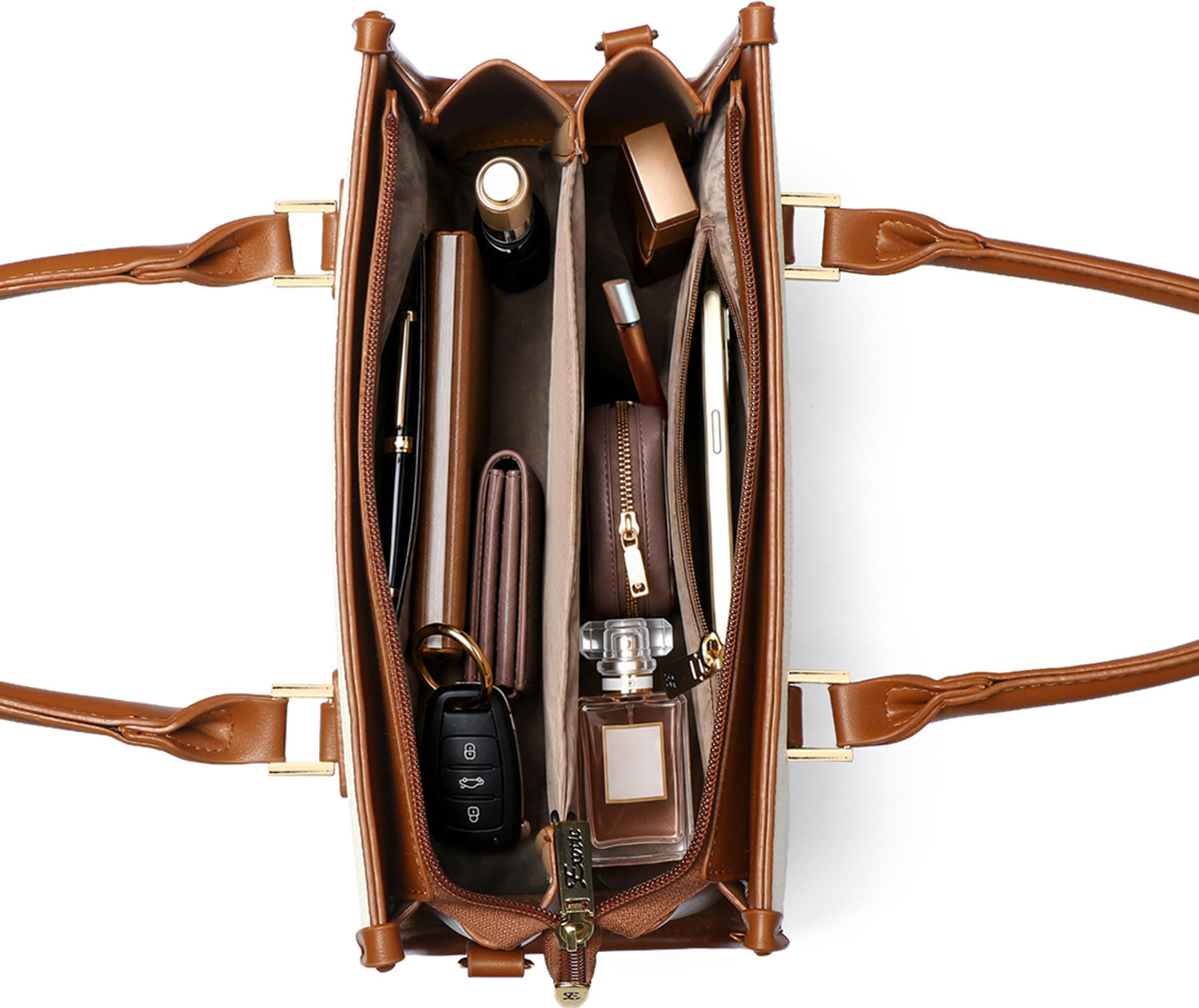 Image of Exotic White Women Hand-held Bag Orlina Duotone Structured