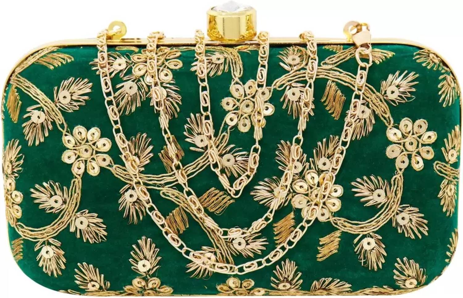 ACCESSORIZEME Green, Gold Sling Bag DK GREEN PED BOX SLING BAG