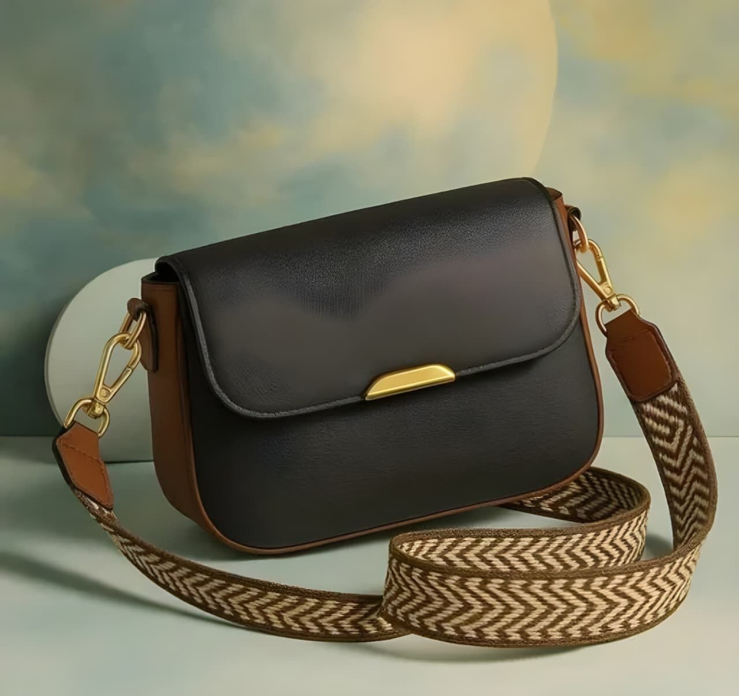 Image of Svemir Orange Sling Bag Black Women Sling Bags