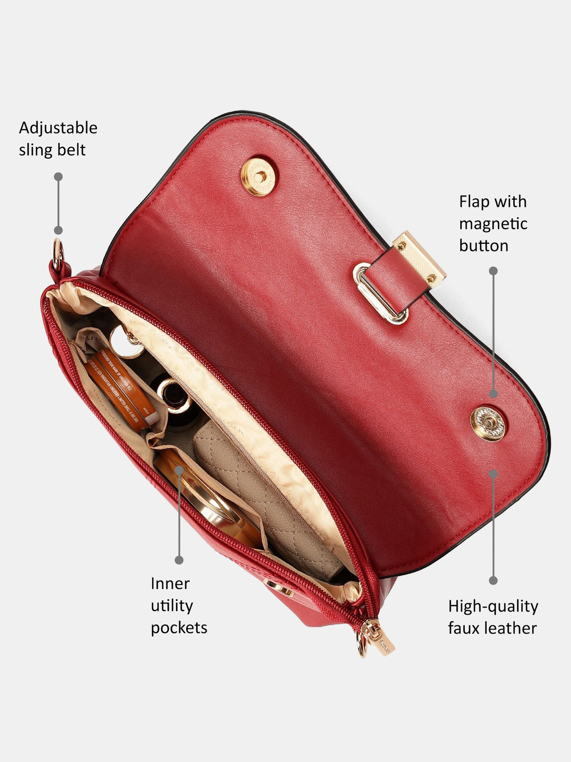 Image of Fastrack Red Sling Bag Solid
