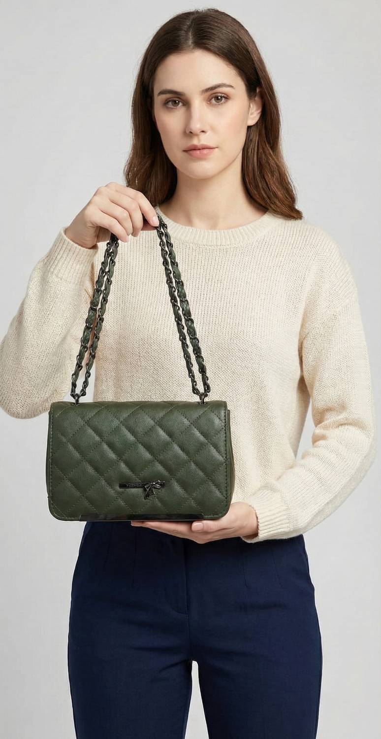 ARNLC Green Sling Bag - Medium Quilted