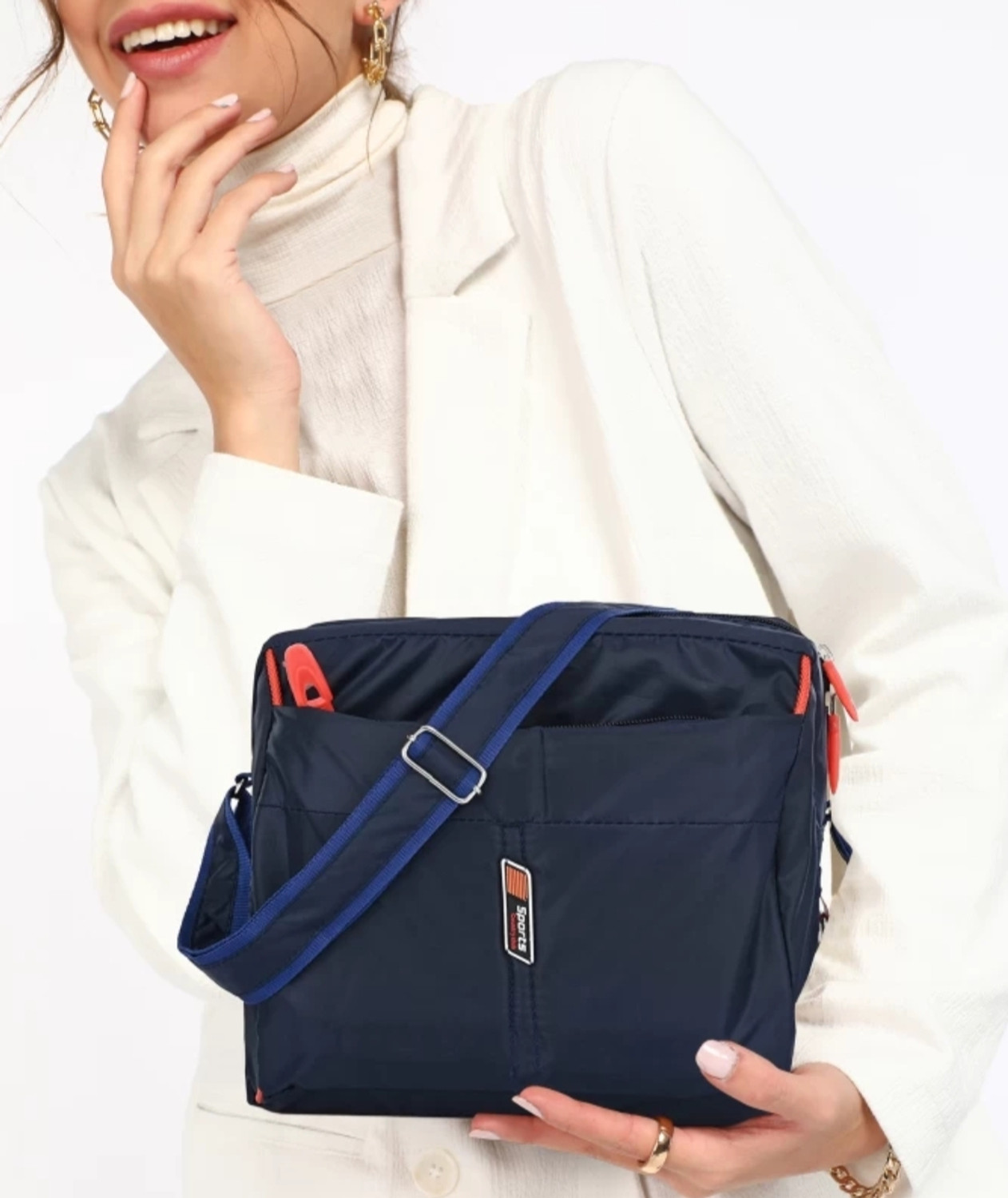Image of TrueChoice Blue Sling Bag Unisex Messenger: Water-Resistant, Durable, Adjustable Strap