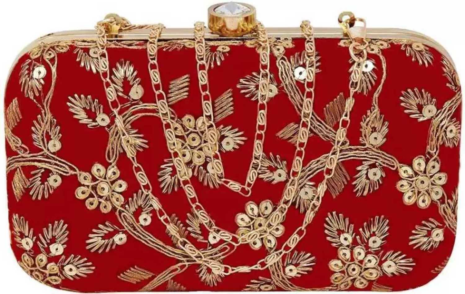 ACCESSORIZEME Red, Gold Sling Bag PARTY BAG