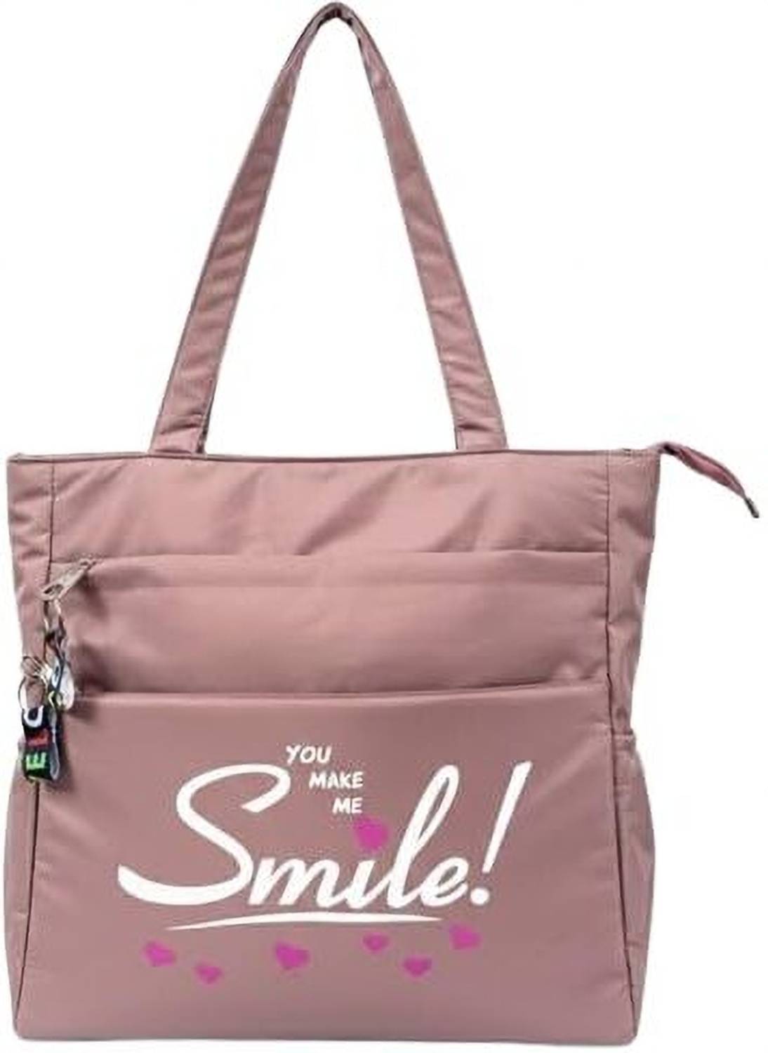 Buddy Cares Pink Messenger Bag Smile Tote Bag for Women & Girls - "You Make Me Smile" Canvas Shoulder Bag