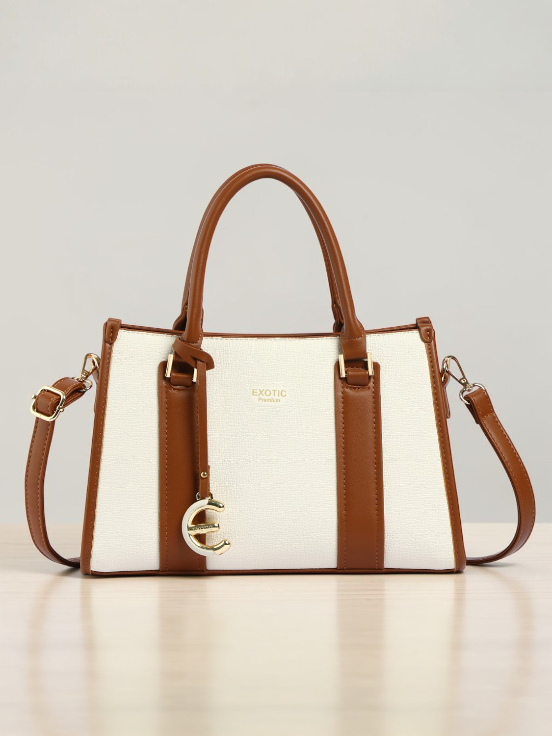 Image of Exotic White Women Hand-held Bag Orlina Duotone Structured