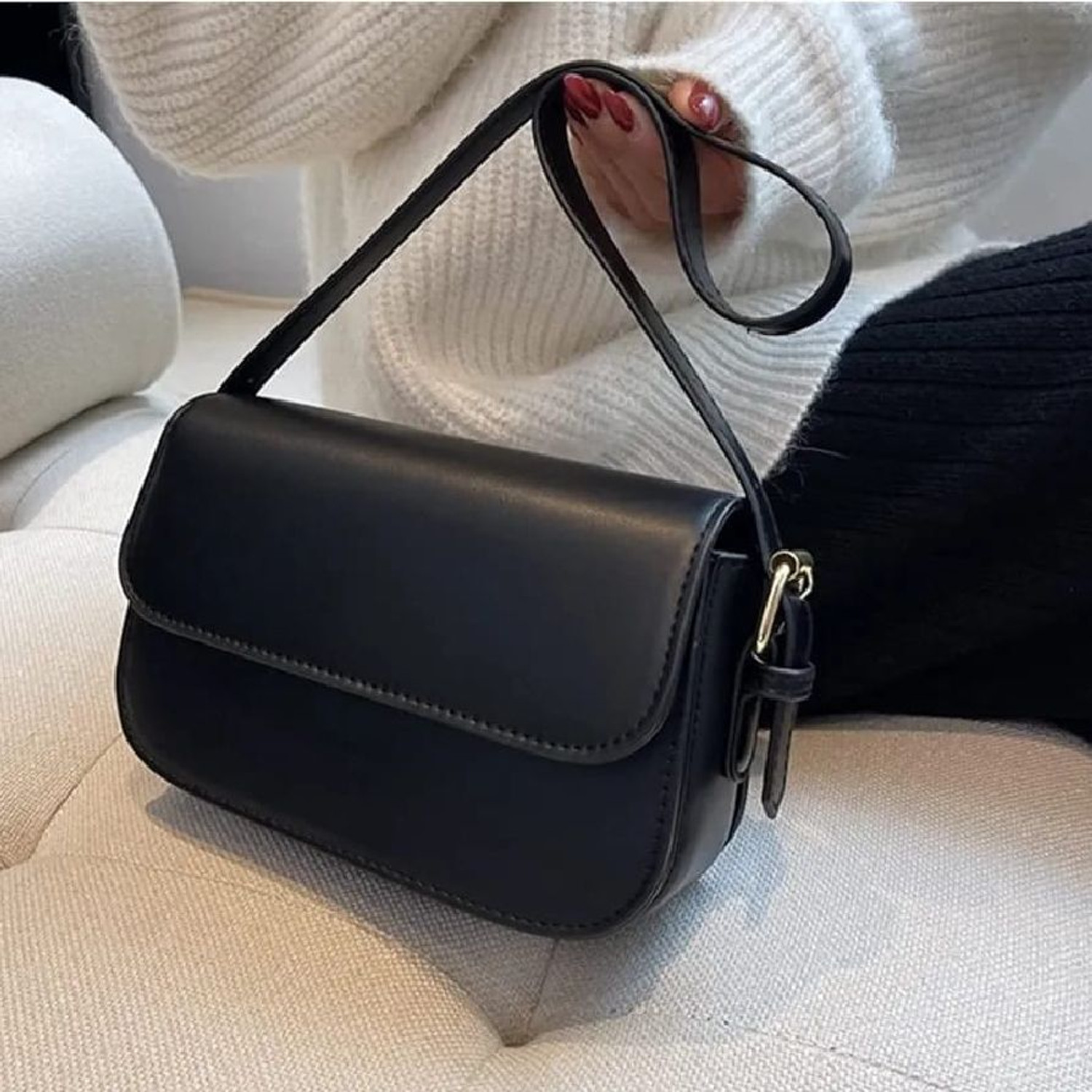 Image of LIZIQI Black Sling Bag Maroon Women Ladies side | women hand