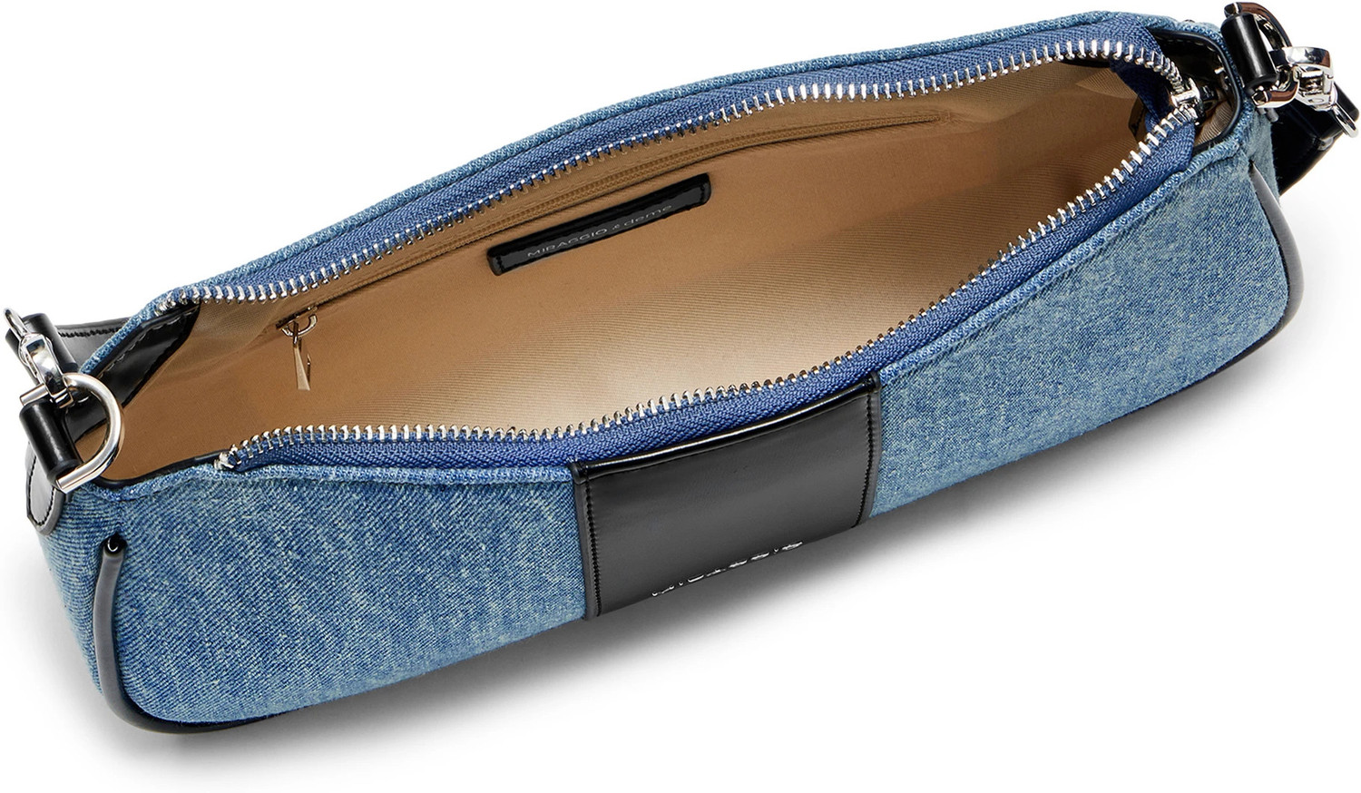 Image of Miraggio Black, Blue Shoulder Bag Bella Denim Shoulder Bag with Detachable & Adjustable Crossbody Strap