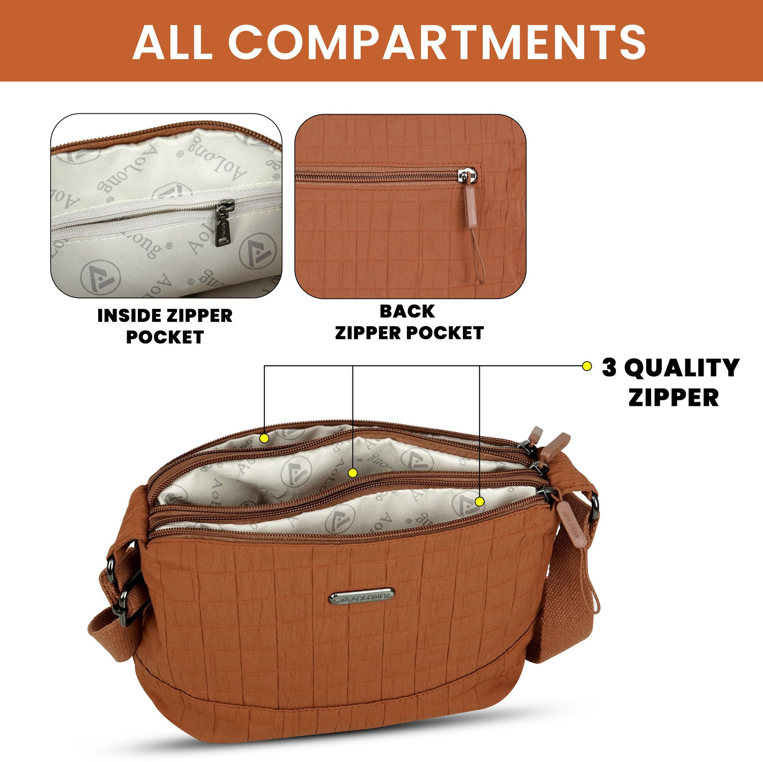 Image of STORITE Brown Messenger Bag Crossbody Shoulder Sling Bag Purse in Classic Look