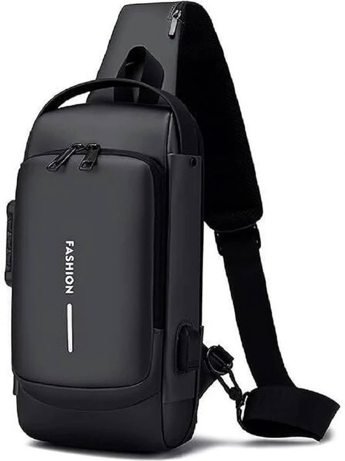 Alison Black Shoulder Bag Sling Bag For Men Shoulder Crossbody Bag Anti-Theft For Travel with USB Charging