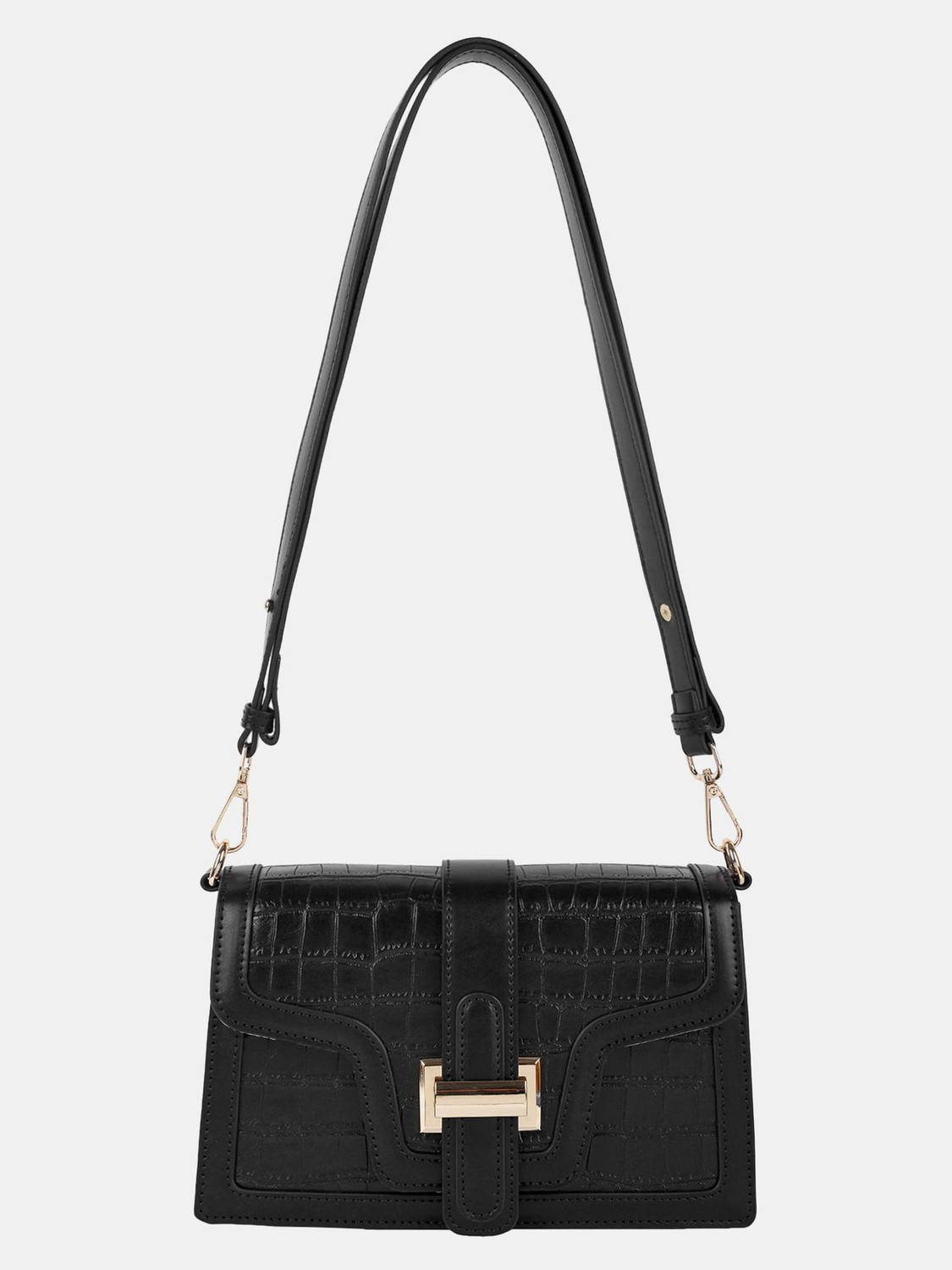 Image of LINO PERROS Black Sling Bag Womens Croco Black Hand Bag