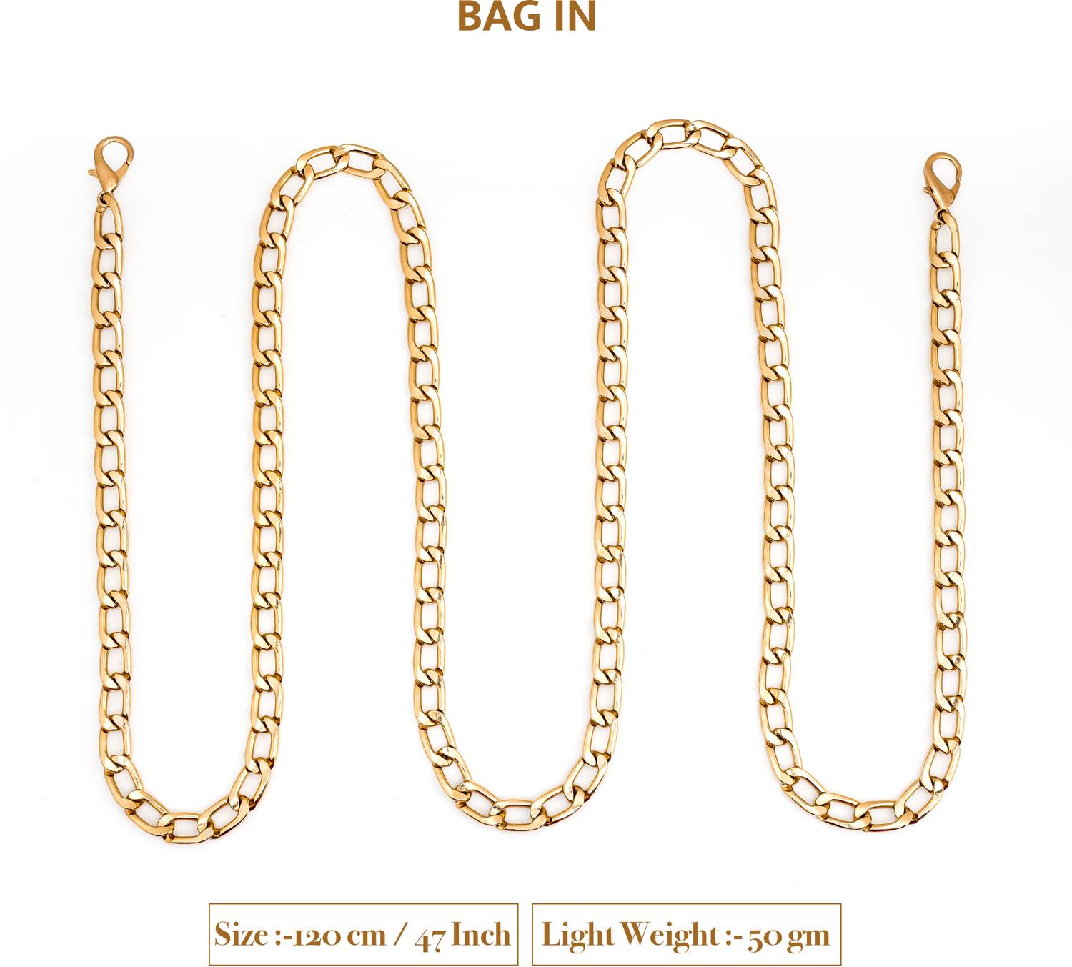 BAGIN ENTERPRISE Gold Shoulder Bag Metal Bag Chain Strap for Handbags & Purses