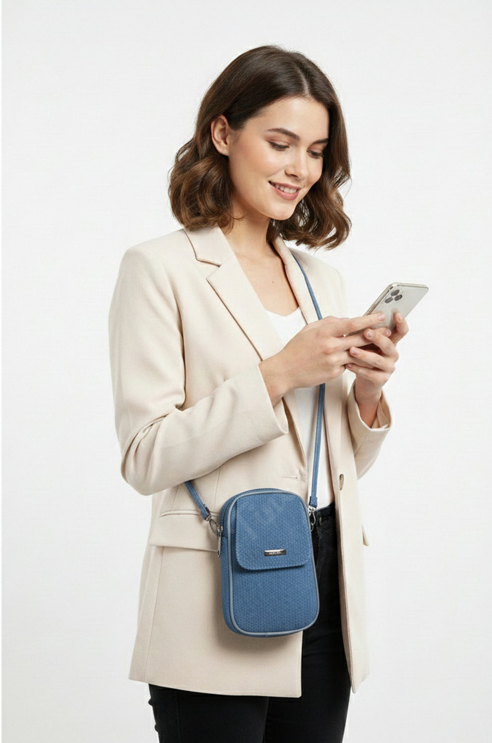 Image of VRUGRA Blue Sling Bag Denim Stylish Sling Bag for Women | Mini Crossbody Mobile Pouch