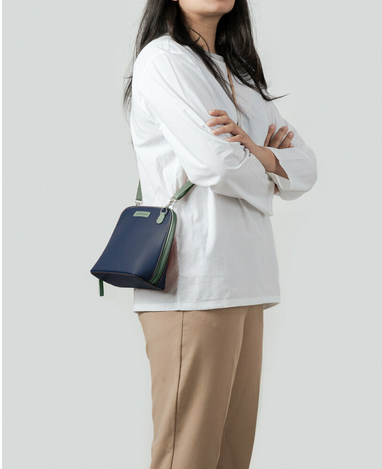 Image of DailyObjects Blue Sling Bag Handcrafted Crossbody Purse with Zip Closure Safety-Adjustable Detachable Straps