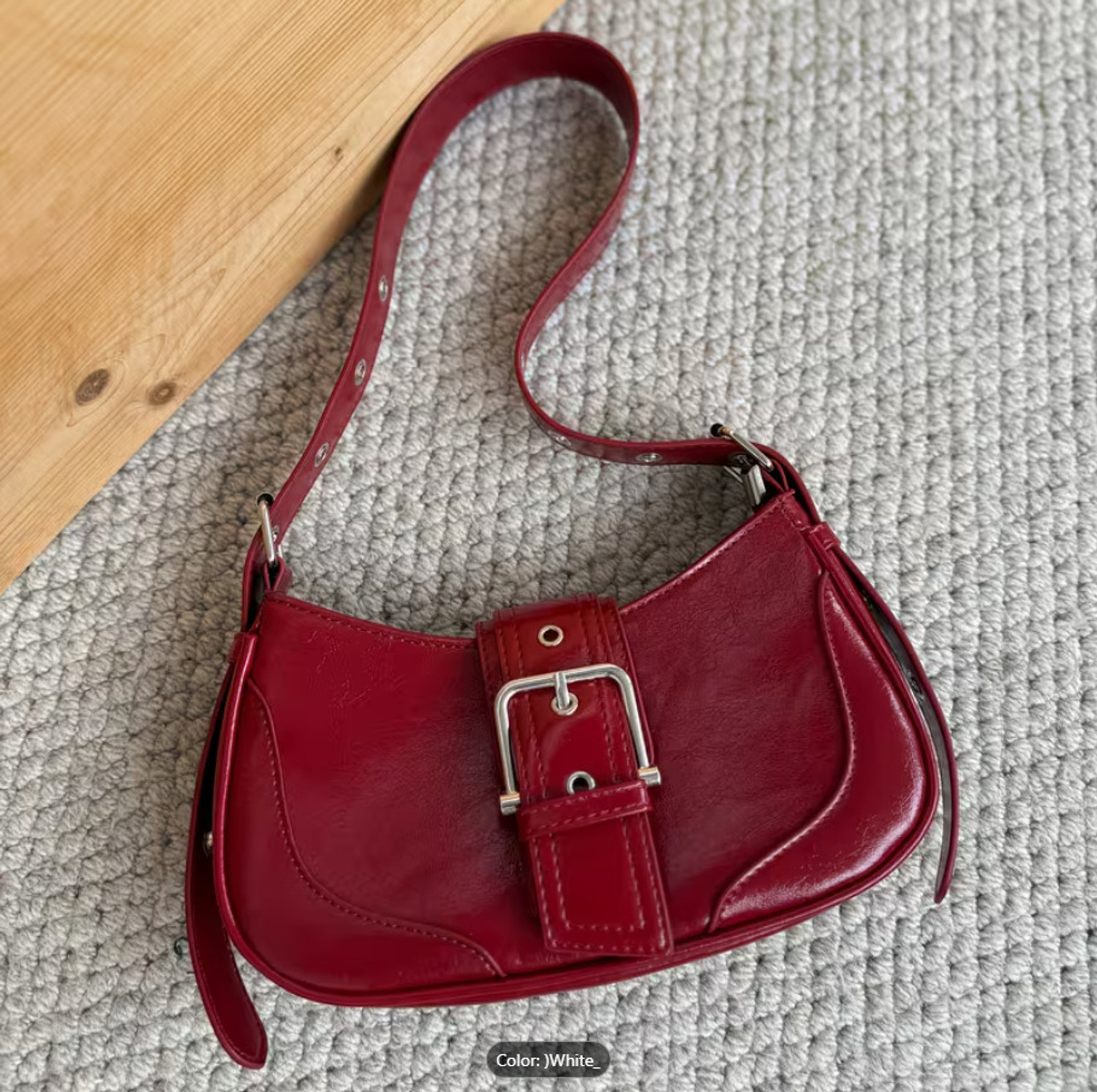 Image of LIZIQI Red Sling Bag Sling bag for women Half moon Trendy Korean design