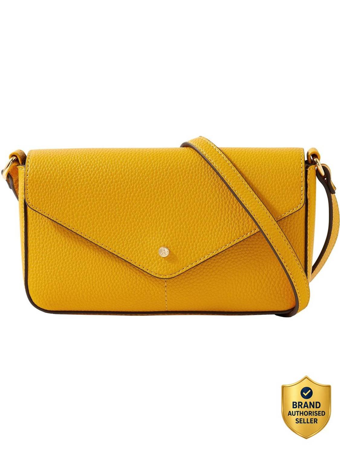 ACCESSORIZE LONDON Yellow Sling Bag Women's Faux Leather Yellow Envelope Charm Sling Bag