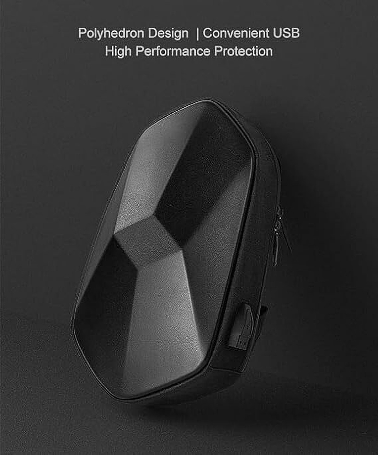 Image of Belanto Black Shoulder Bag Anti-Theft Hard Shell Crossbody Waterproof Sling Bag with USB Charging Port
