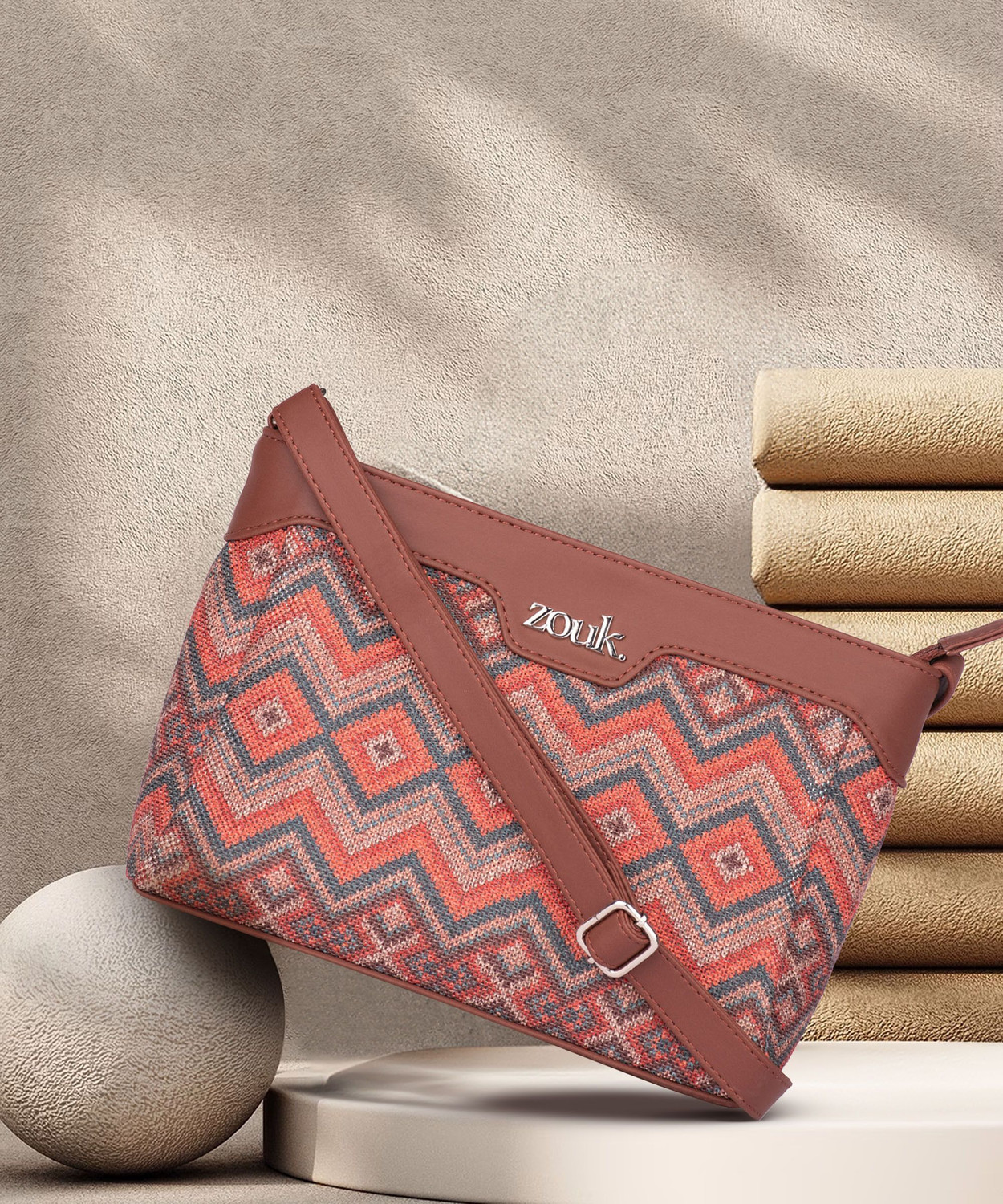 Image of ZOUK Multicolor Sling Bag Gwalior Weaves Harmony