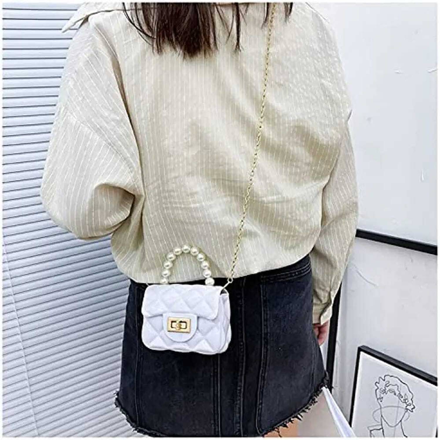 SCRE:EN ＜MINI SHOULDER BAG＞　white small-pearl-handbags-kids-