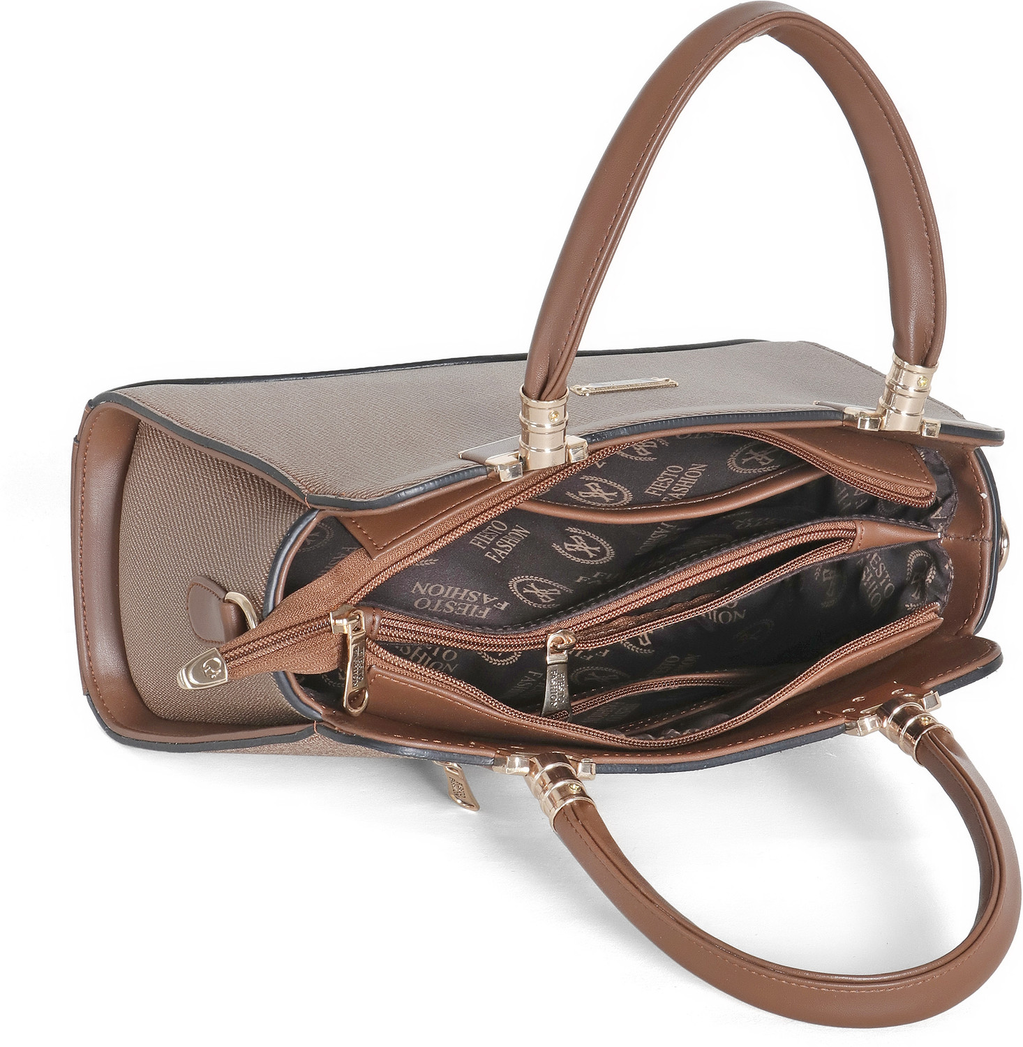 Image of Fiesto fashion Tan Hand-held Bag Elegant Multi-Compartment Satchel Handbag