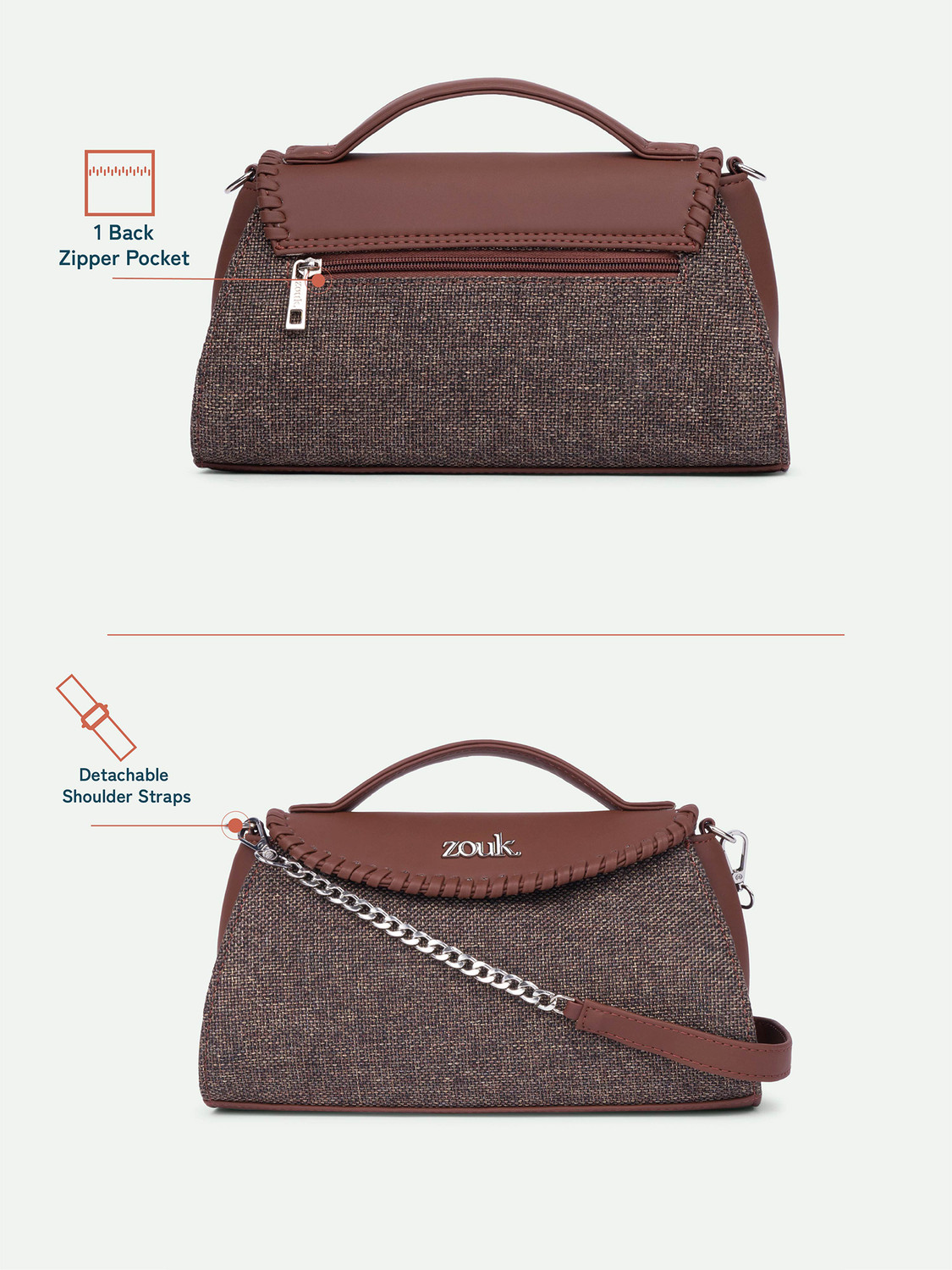 Image of ZOUK Brown Women Sling Bag Saisha Sling Bag - Bristel