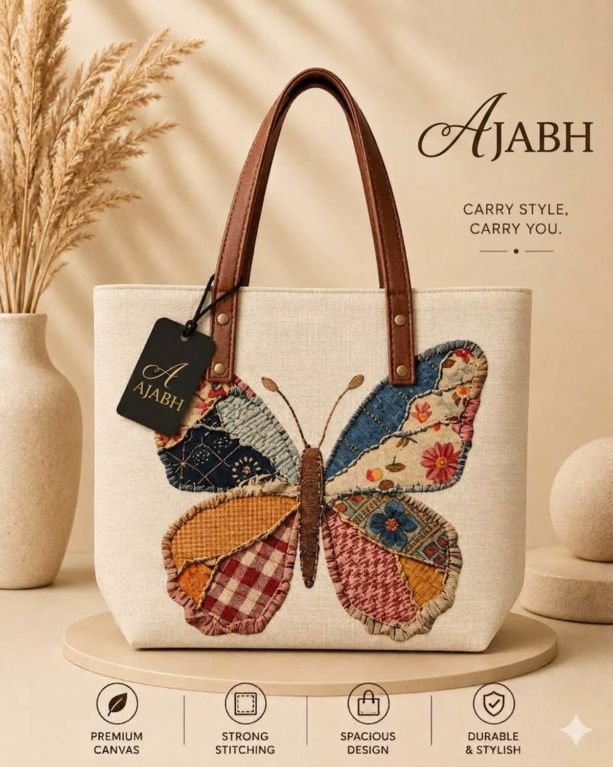 Image of Mantika Multicolor Shoulder Bag Premium Canvas Tote Bag for Women | Stylish Shoulder Handbag