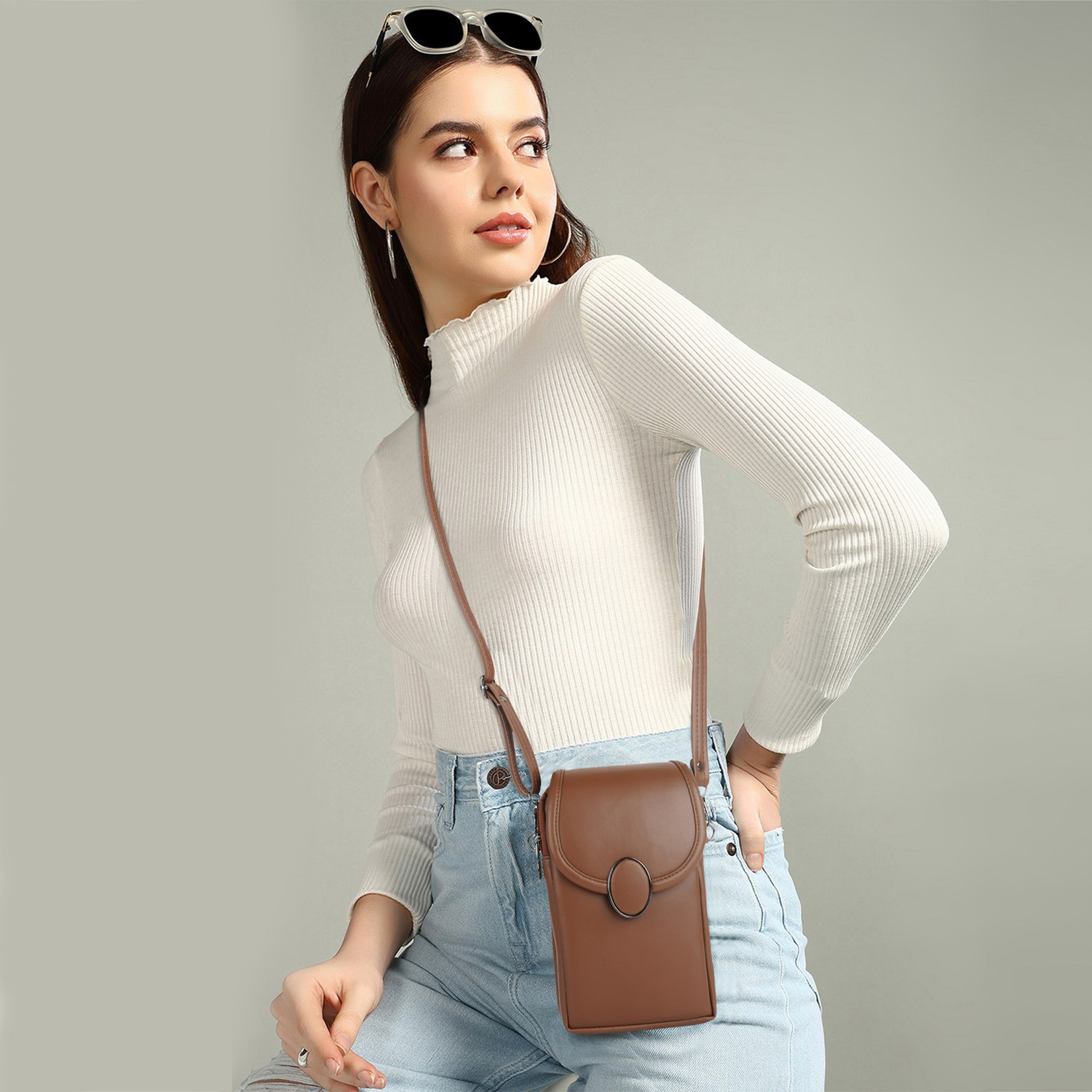 Image of NORVE Brown Sling Bag Classy Simple New Design Trendy Crossbody Shoulder Sling Bag For Women