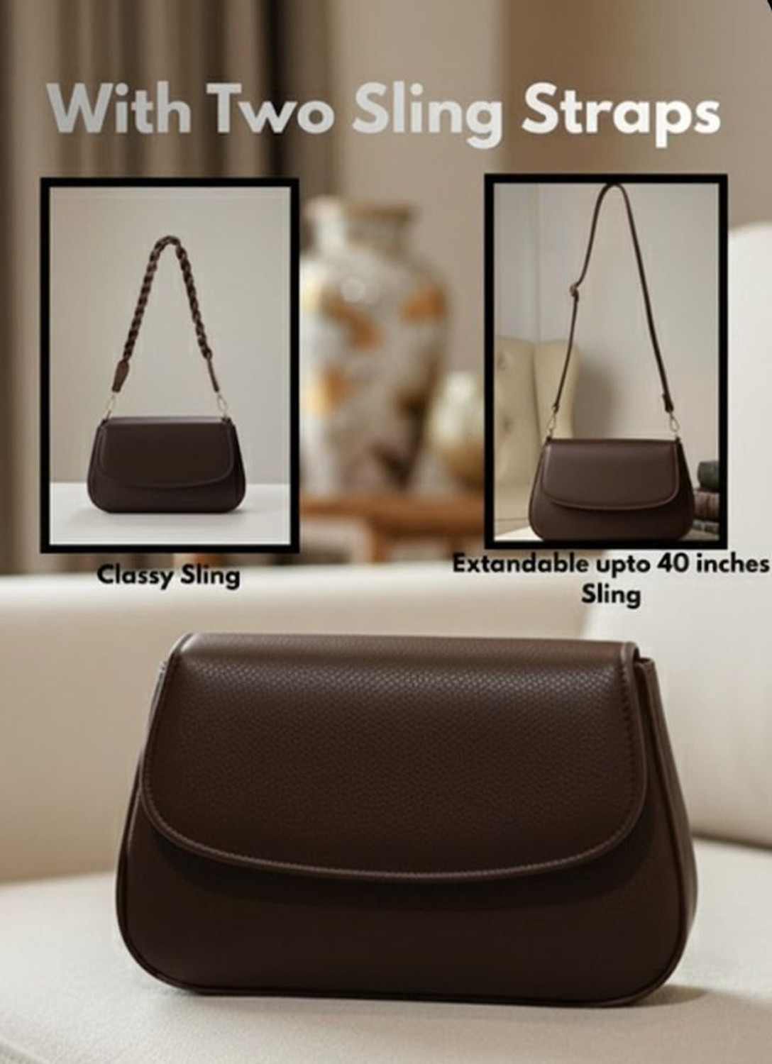 Image of BLVCK THREADZ Brown Sling Bag Classic Brown Sling Bag for Women