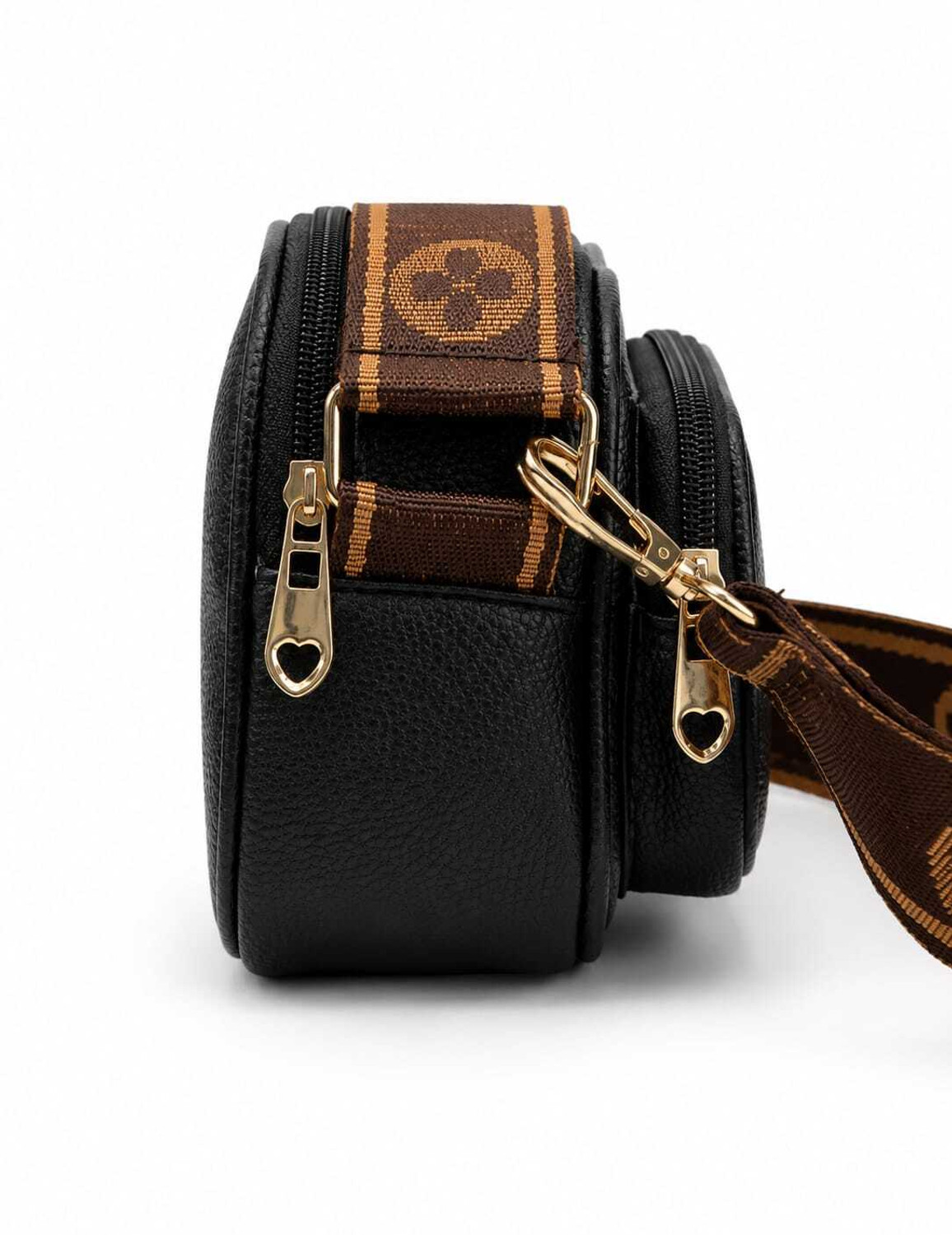 Image of Eleni Black Sling Bag Women's Black Crossbody Sling Bag Premium PU Leather Adjustable Strap