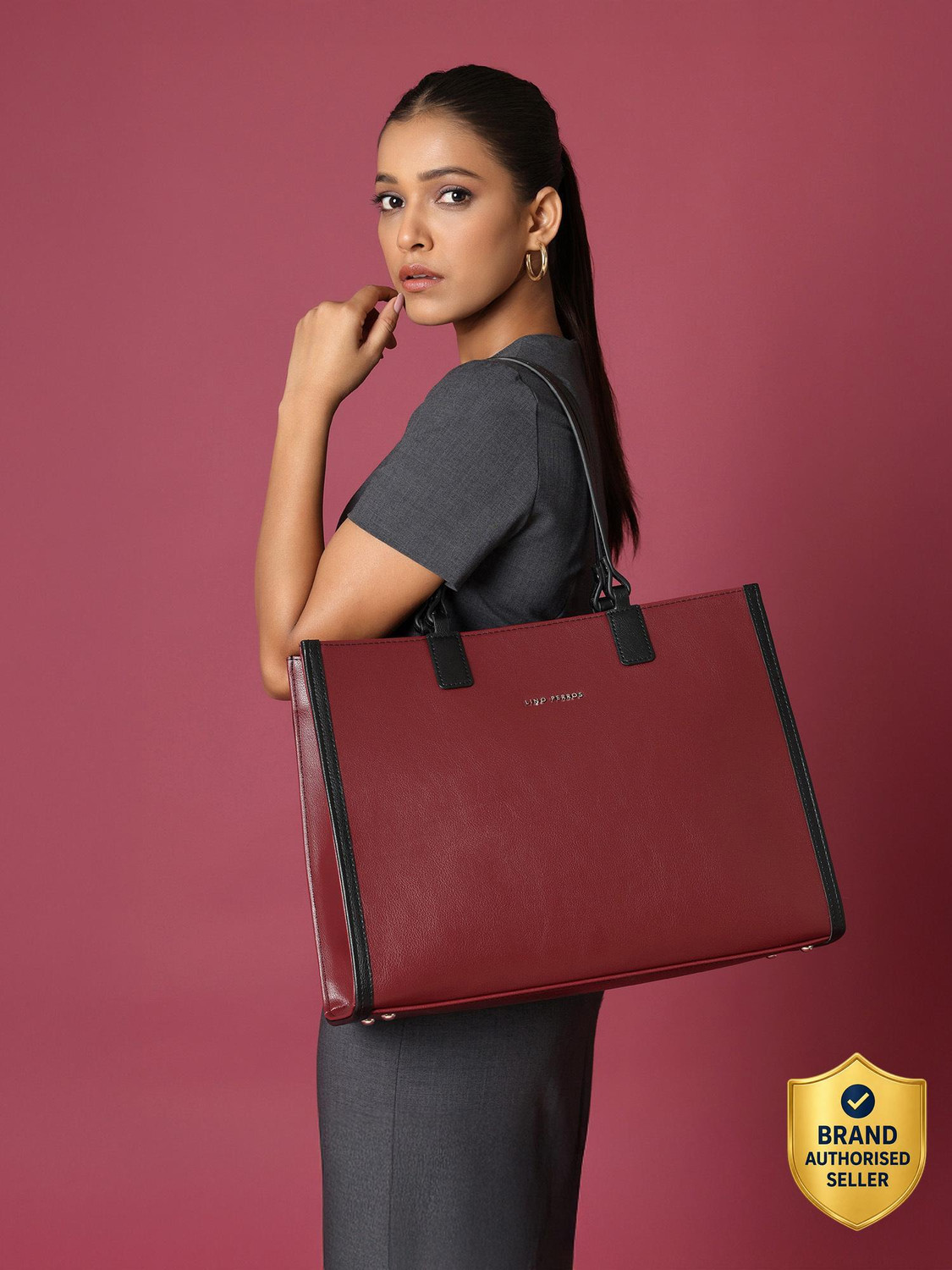 Image of LINO PERROS Maroon Women Tote Monroe Bag