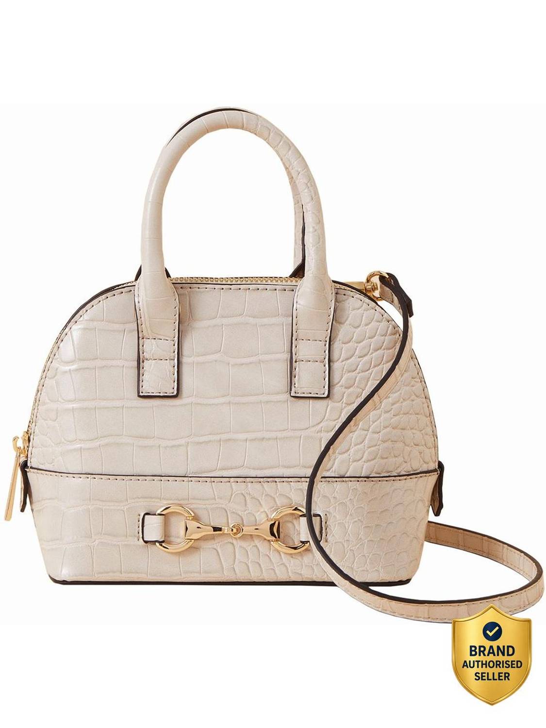 ACCESSORIZE LONDON White Sling Bag Women's Faux Leather Cream Snaffle mini kettle Sling Bag