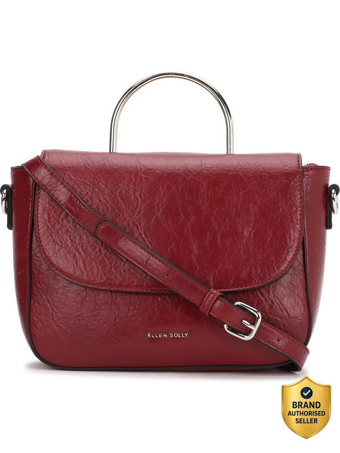 Allen Solly Maroon Messenger Bag Handbags