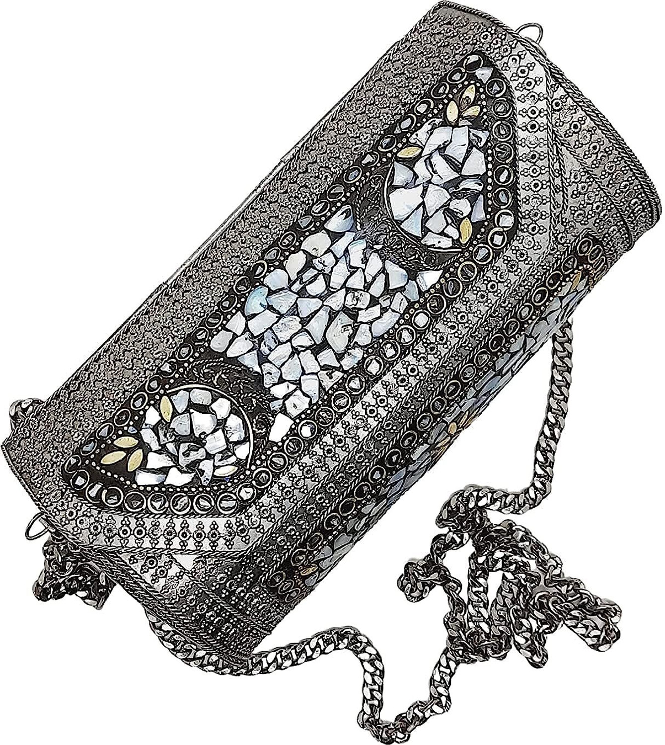 Image of Shakuntla Handicraft Silver Clutch Antique Bridal