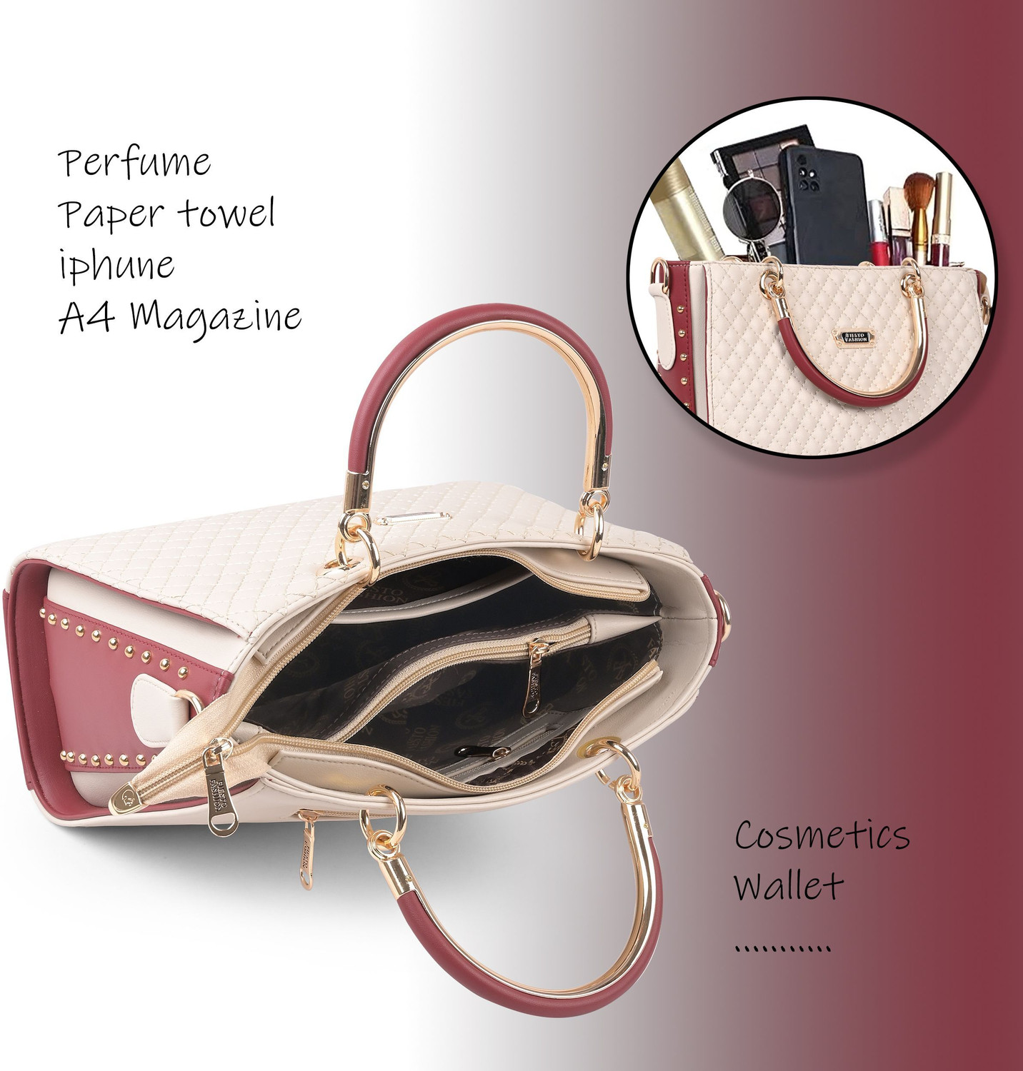 Image of Fiesto fashion White Hand-held Bag Stich Quilted