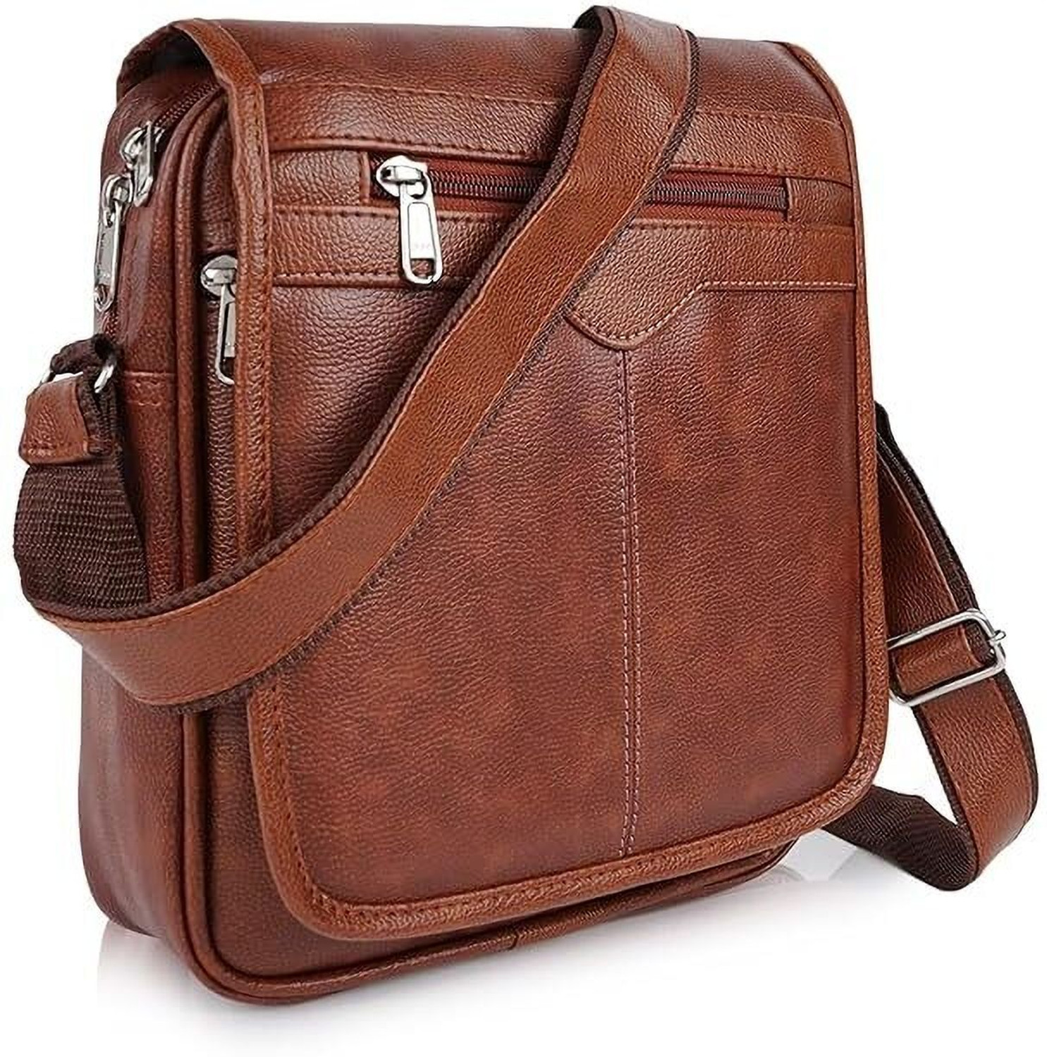 Image of Ronex Tan Sling Bag Pu-Leather Crossbody Bag For Travel Office Going Boys And Girls