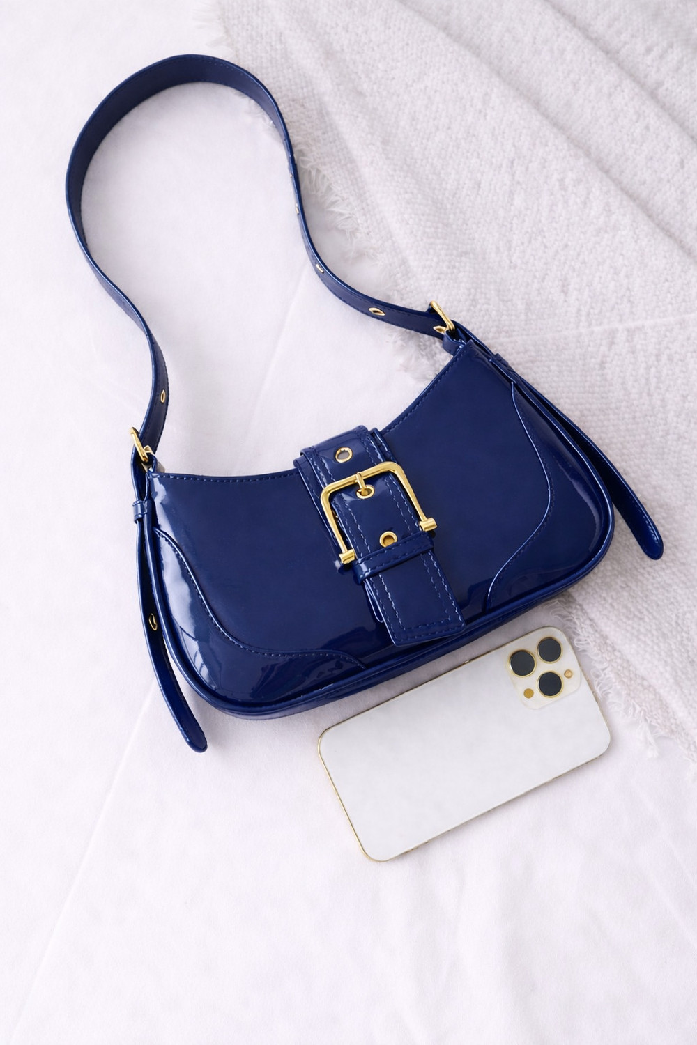 Image of Osman Blue Sling Bag Glossy Patent Leather Sling Purse for Girls & Women Shoulder bag