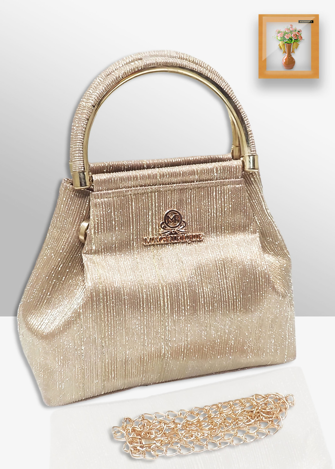 Image of magnifique Gold Sling Bag Trendy Women's Sling Bag - Stay Fashion-Forward with Style and Convenience