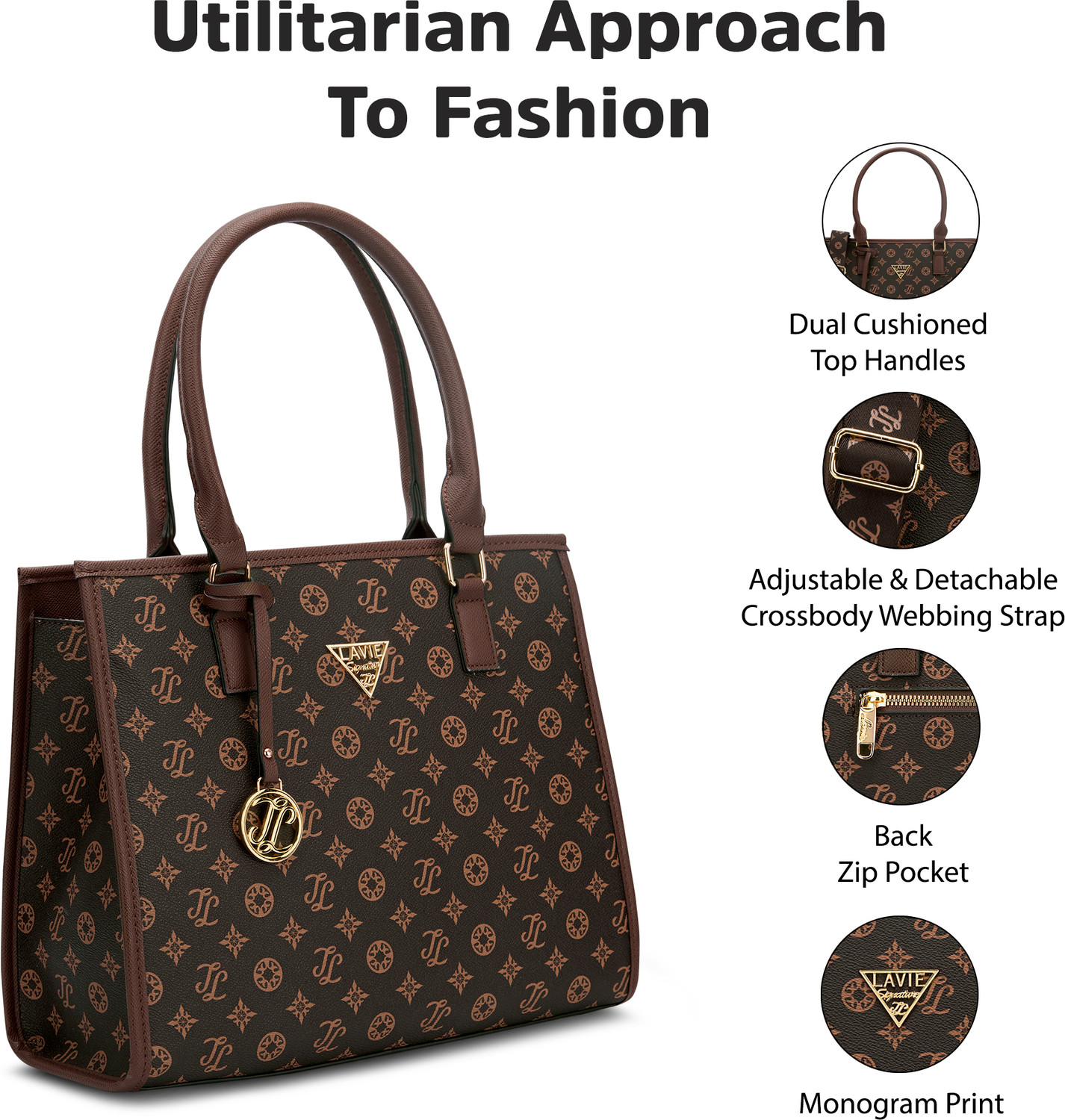 Image of Lavie Signature Brown Women Tote Mono Benton