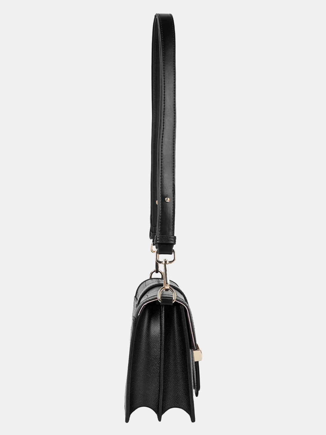 Image of LINO PERROS Black Sling Bag Womens Croco Black Hand Bag