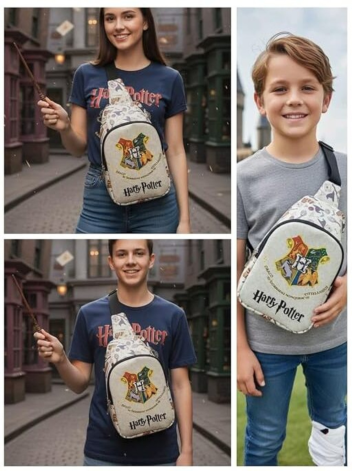 Image of TRENDWAVE White Sling Bag Premium HARRY POTTER Chest Bag Cartoon Print Bag for Kids One Side Shoulder Bag