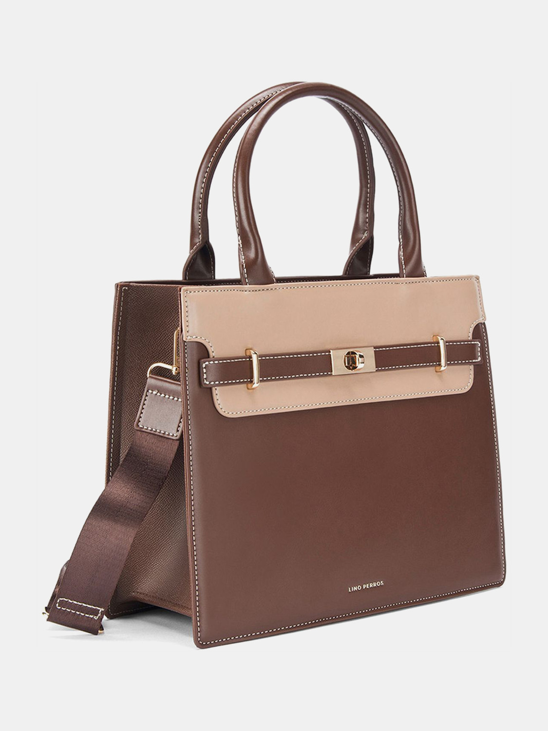 Image of LINO PERROS Brown Satchel Monroe Sable