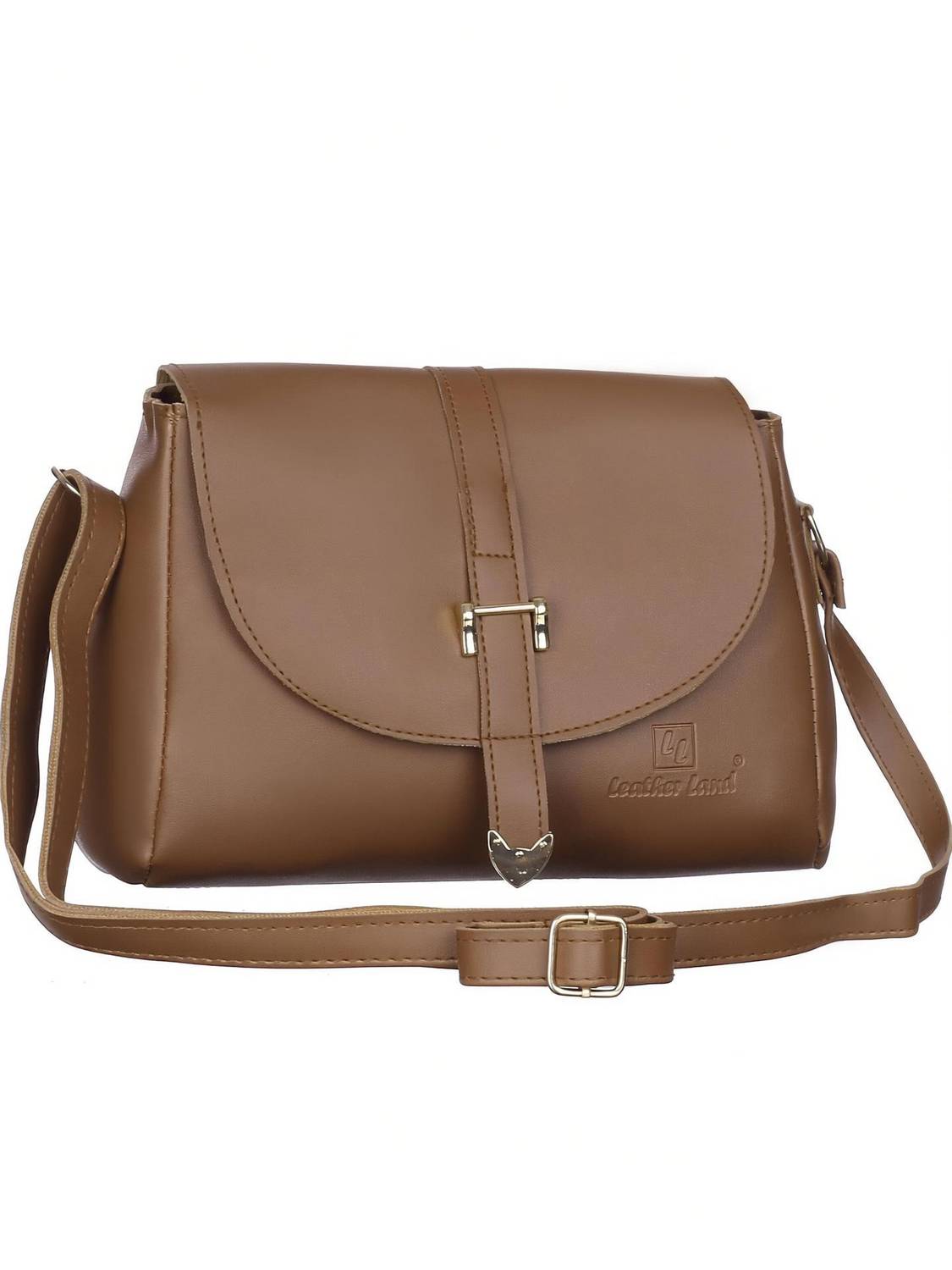 Leather Land Brown Gold Sling Bag Mud Brown - Image 2