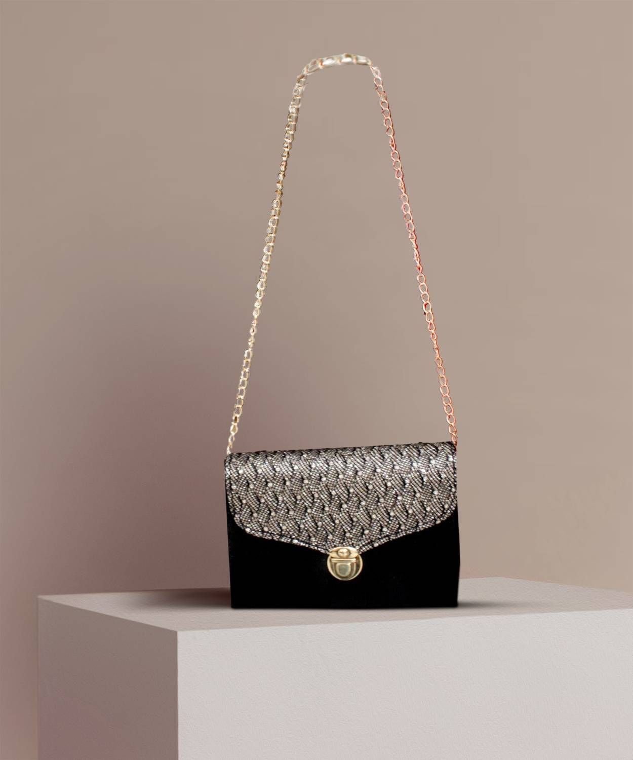 3SIX5 Black Sling Bag W:8 inch