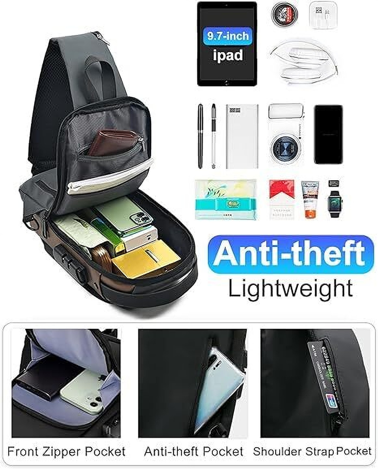Image of LIFE INDIA 2025 Fashion Waterproof USB Men CrossBody Sling Bag Anti Theft Chest Shoulder 15 L Laptop Backpack