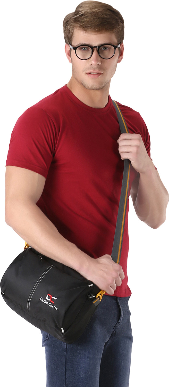 Image of DEZiRE CRAfTS Black Sling Bag Stylish Shoulder Crossbody Chest Messenger Bag Waterproof for Men and Women