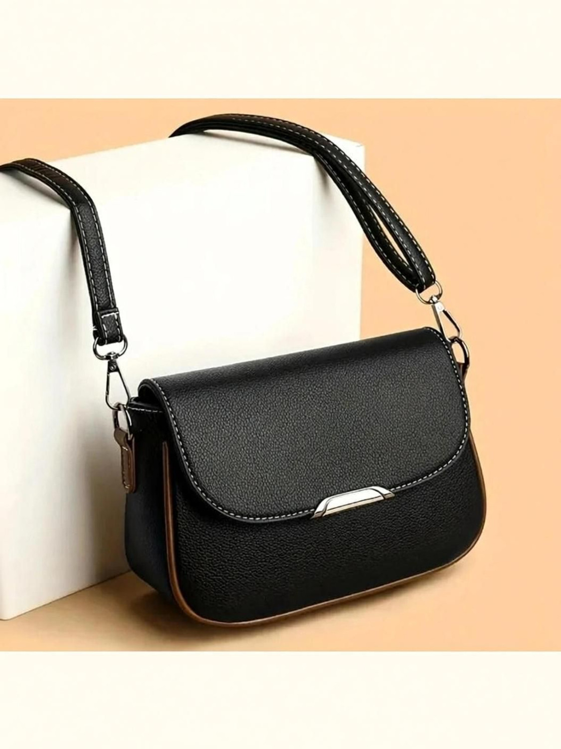 Image of Svemir Orange Sling Bag Black Women Sling Bags