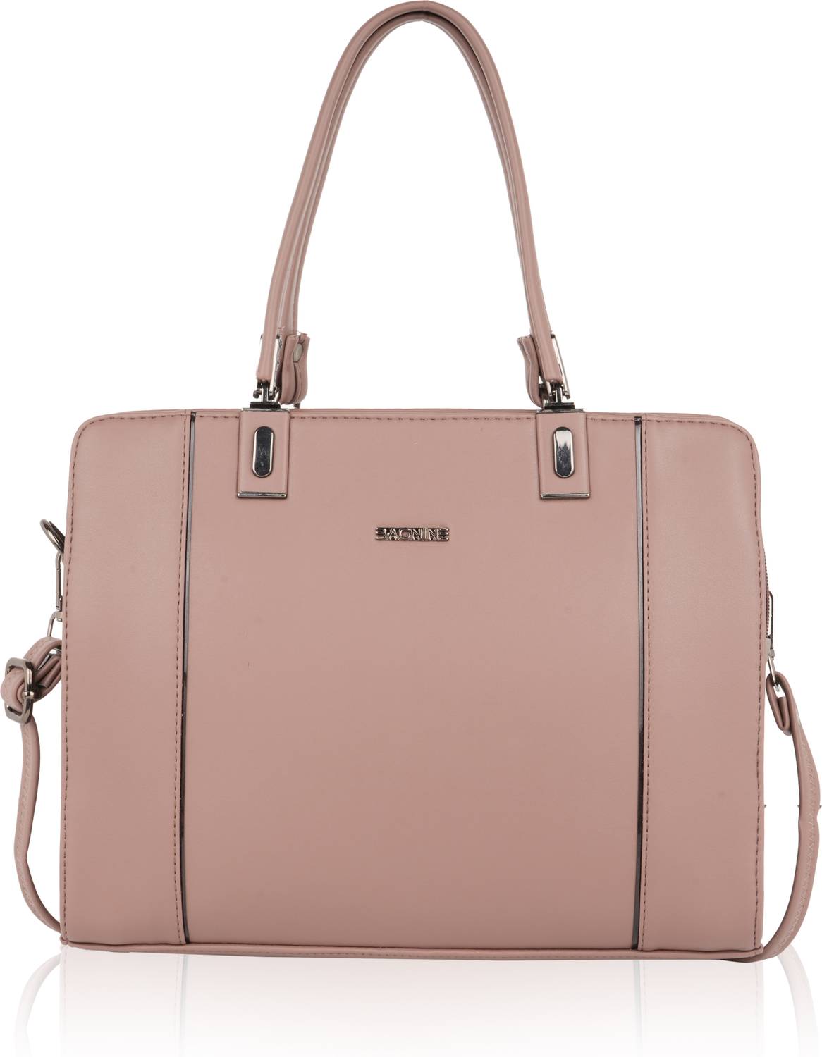 Bagnine Pink Shoulder Bag Structured Top Handle Satchel | Removable Strap | Smooth Zipper Closure