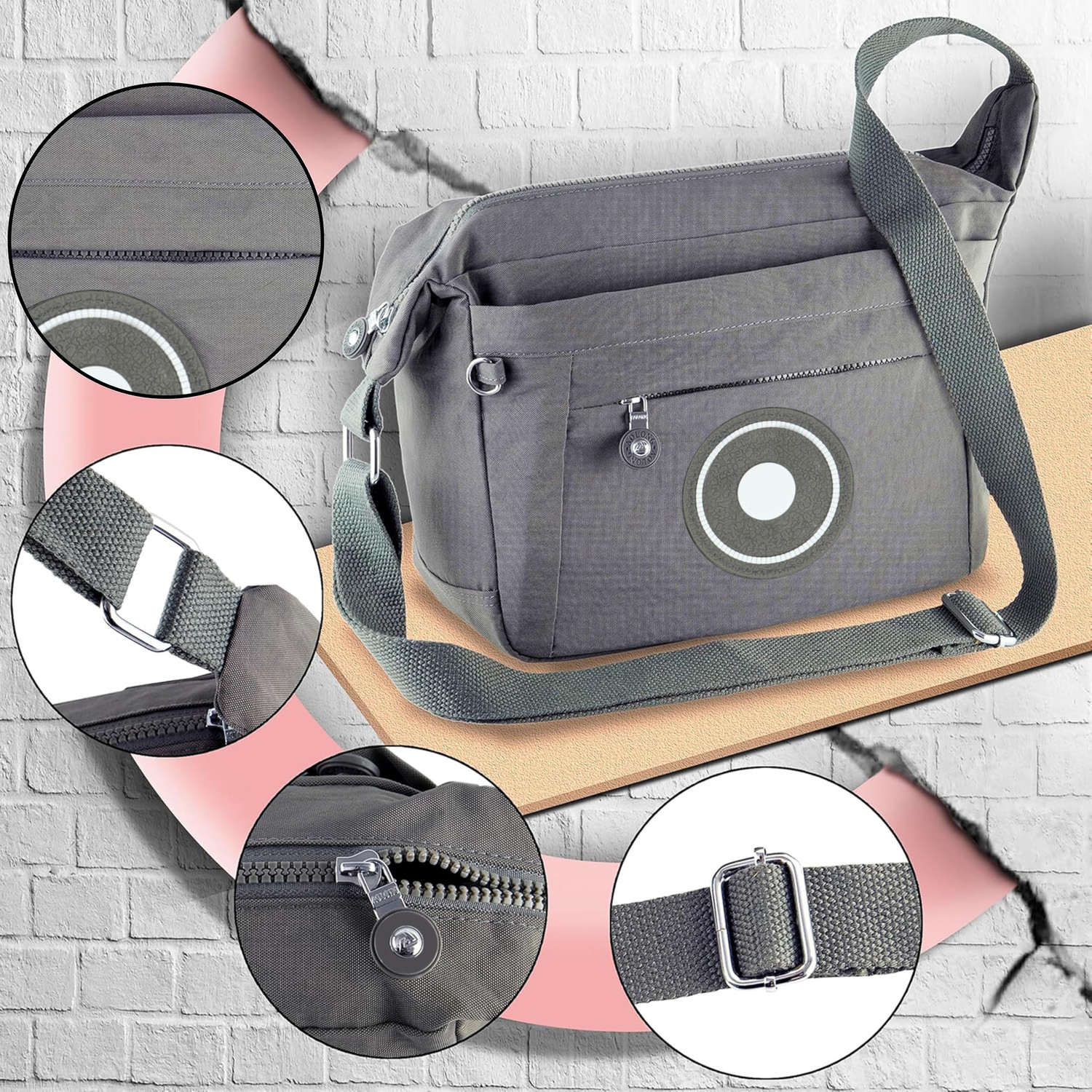Image of SNDIA Grey Sling Bag Sling Cross Body Bag For Men Women