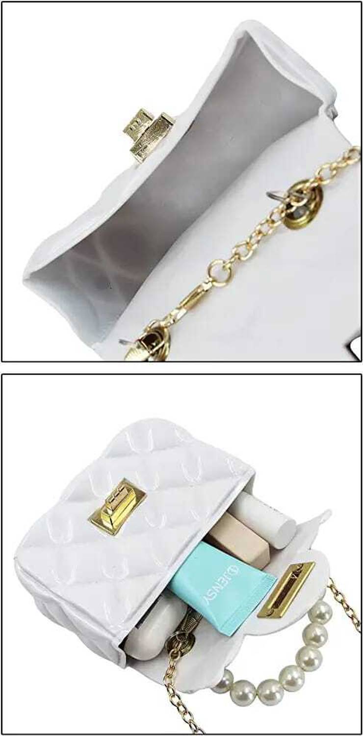 sen store White Shoulder Bag Small Pearl Handbags Kids Jelly Purse