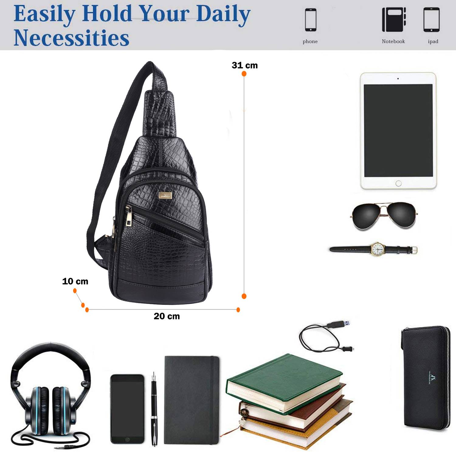 Price History - Pinato Black Sling Bag Crossbody Sling Bag for Men Slim ...